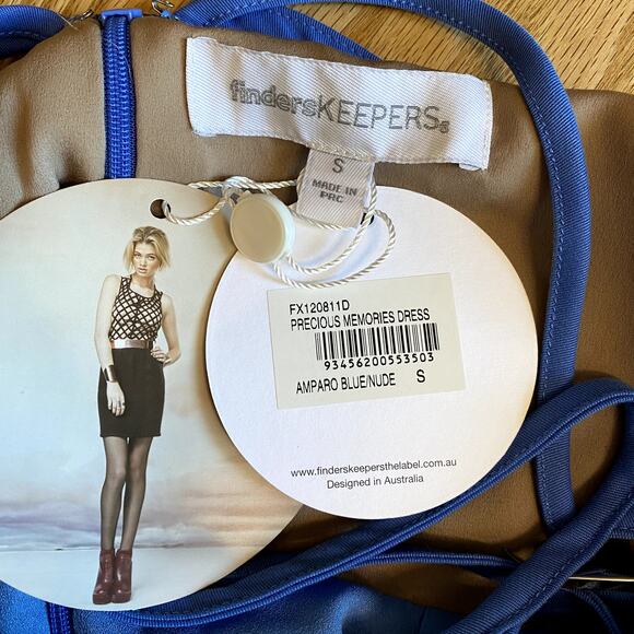Finders Keepers Precious Memories Dress Amparo Blue Nude Women’s Small - Picture 10 of 13